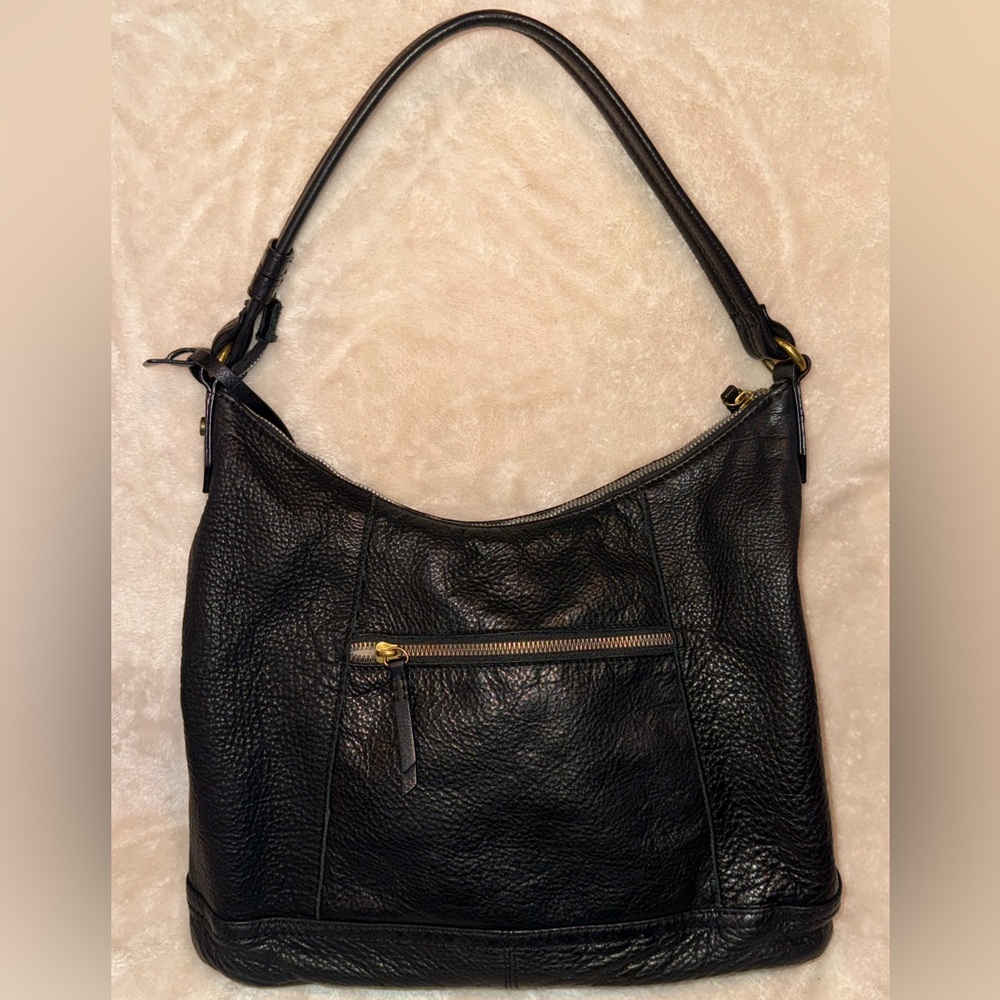 Vintage American Leather Co Black Soft Pebbled Genuine Leather Hobo Shoulder Bag - Picture 3 of 15